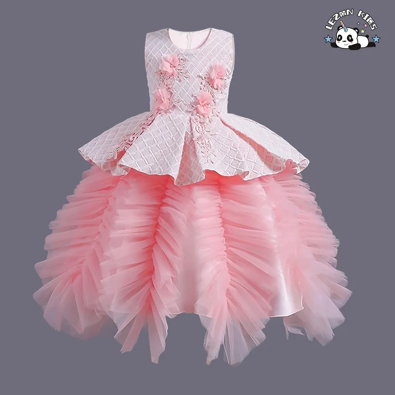 LEZONKIDS - Children's princess dress baby girl host evening dress trendy in summer for flower girl dress for 2 years to 7year